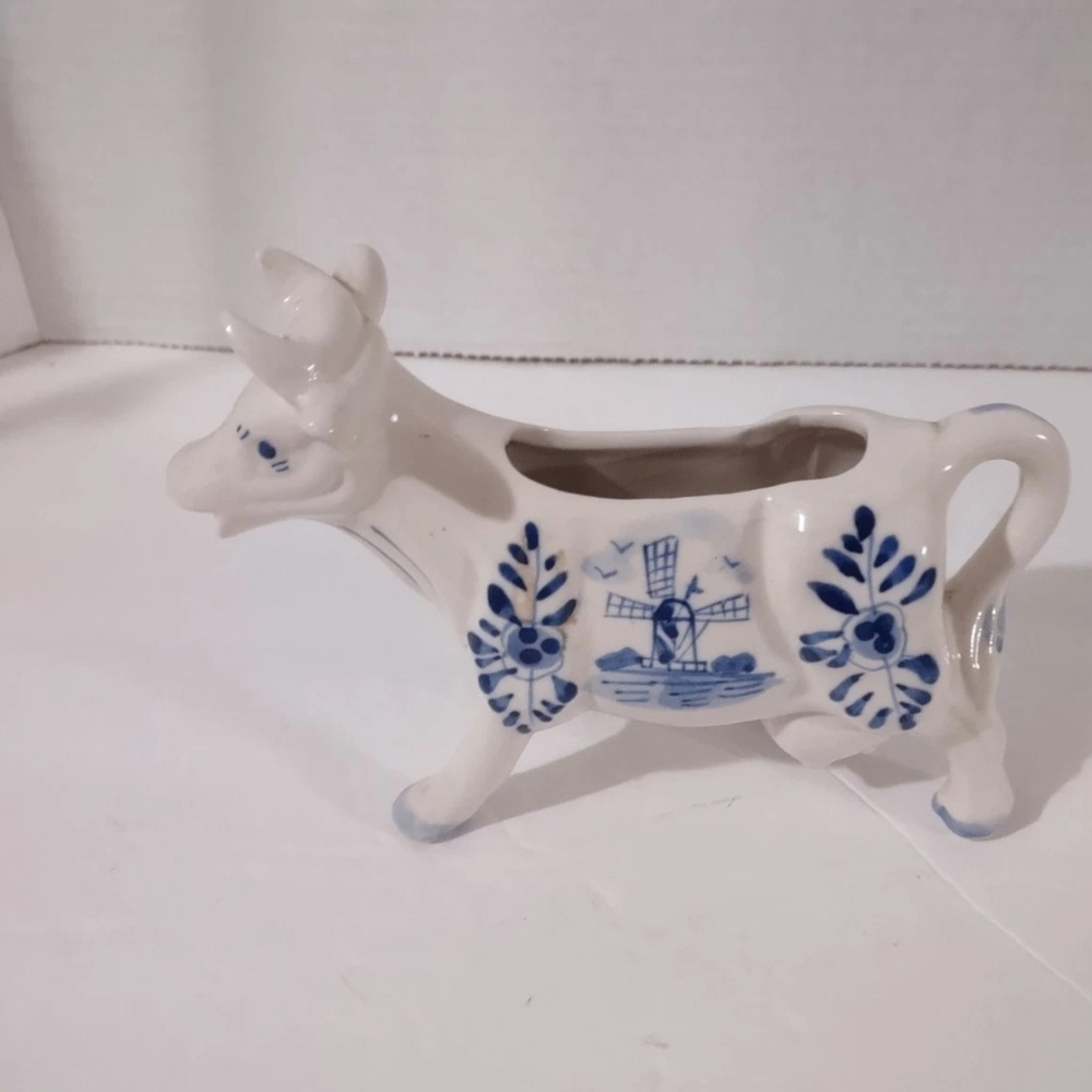 Enesco Blue and White Ceramic Cow Pitcher